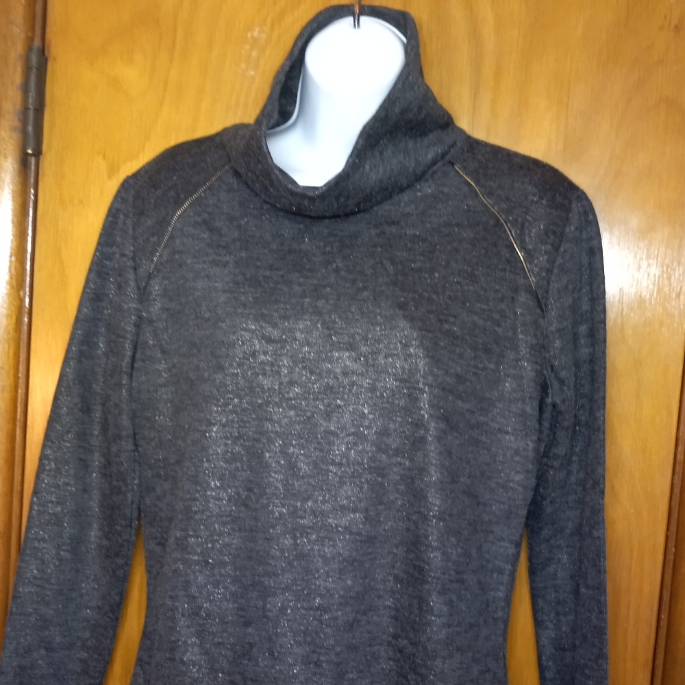 Nathalie Chaize Gray Turtleneck Shirt Top Jersey